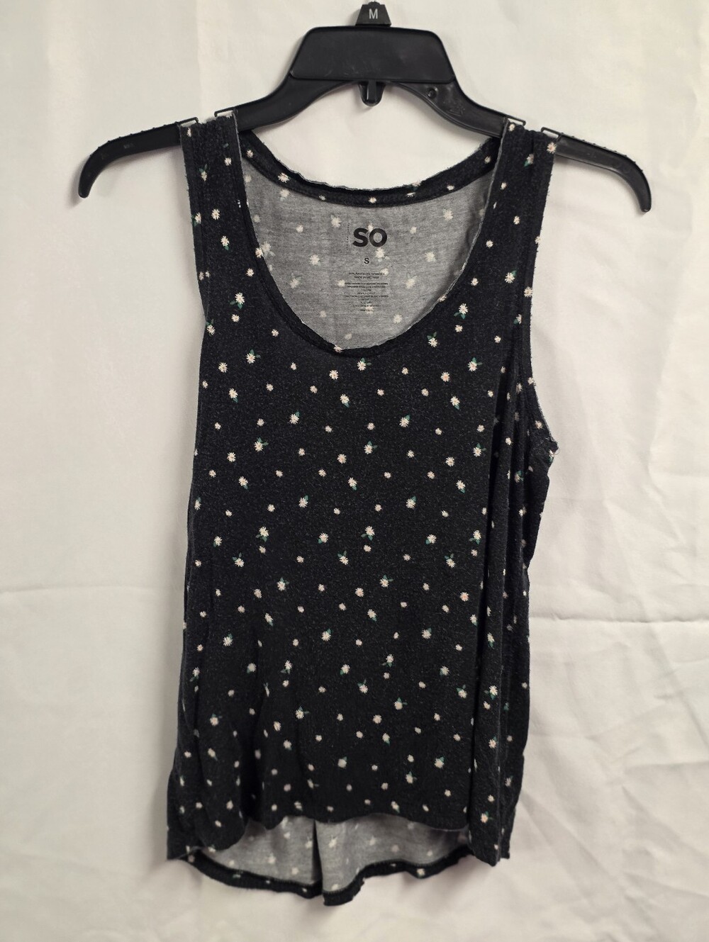 SO Black Tank Top with Small Floral Dot Print